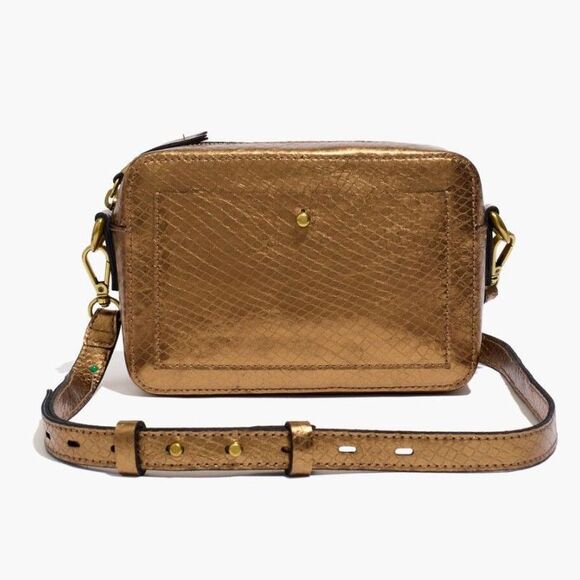 Madewell The Transport Camera Bag – Metallic Snake Leather, Compass Gold - Picture 2 of 4